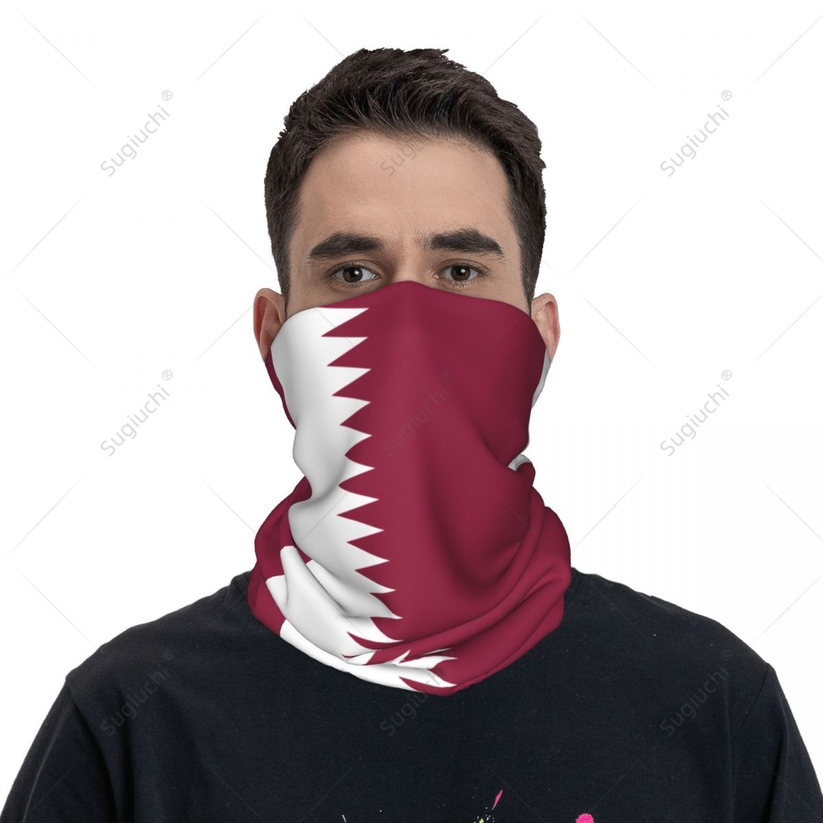 Men'S Fashion Qatar - ผ้าพันคอ/ผ้าคลุมหน้าแบบยูนิเซ็กส์ลายธงชาติกาตาร์ ผ้าพันคออุ่นคอ ผ้าคลุมศีรษะแบบไร้ตะเข็บ สำหรับปั่นจักรยาน เดินป่า