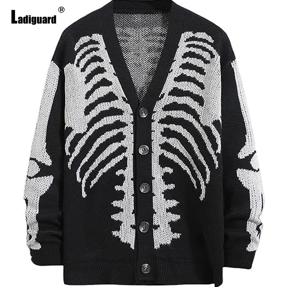 Men'S Fashion V Neck Sweater - เสื้อสเวตเตอร์ถักลายวินเทจผู้ชายผู้หญิงเสื้อถักไหมพรมวินเทจเสื้อ2023ฮาโลวีนเสื้อคาร์ดิแกนแฟชั่นกอธิคคอวีสำหรับผู้ชาย
