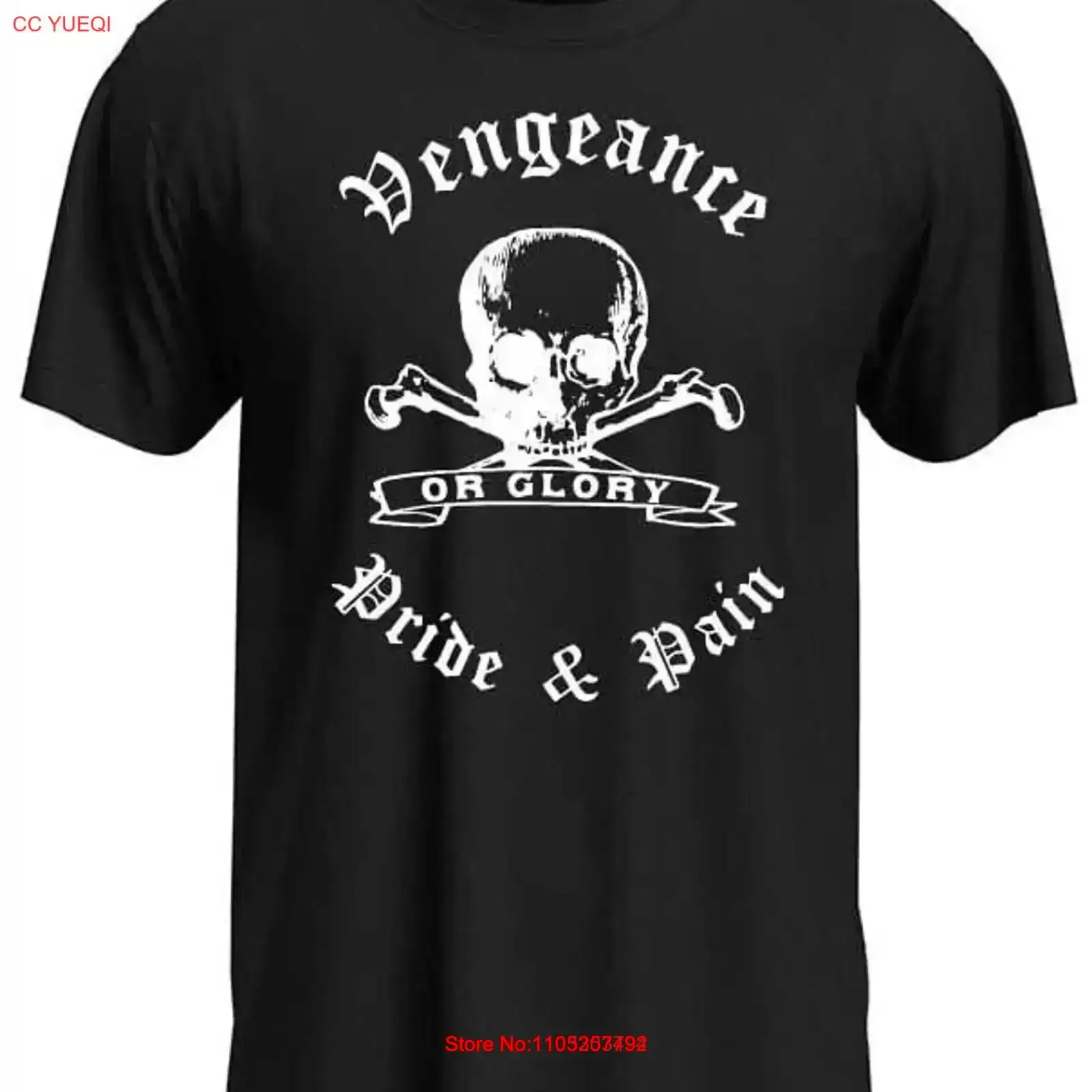Mens Fashion Black Shirt - เสื้อยืดสีดำ Vengeance Pride and Pain Oi