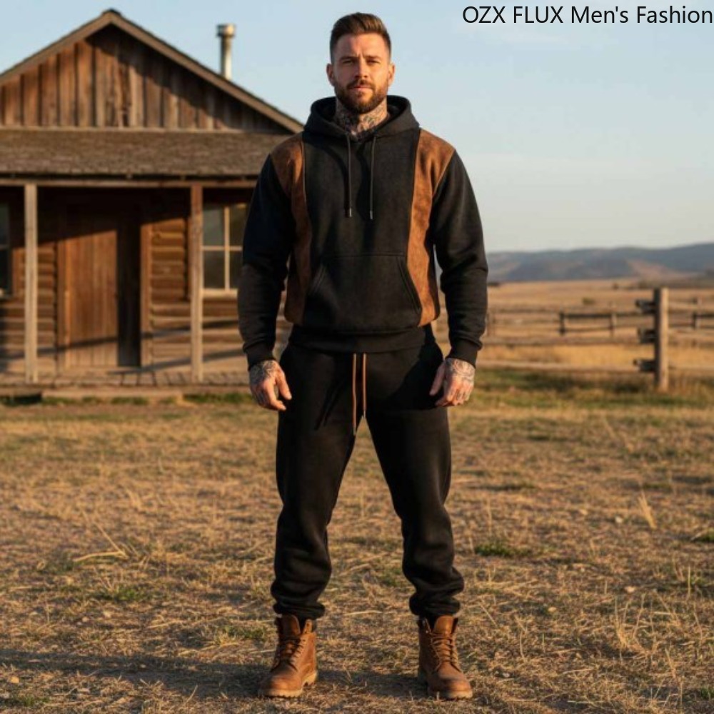 Men'S Fashion Outfits - ชุดเซ็ท 2 ชิ้น แฟชั่นฤดูใบไม้ร่วง-ฤดูหนาว ไซส์ 3XL
