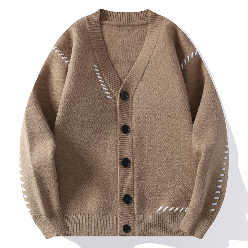 Men'S Fashion V Neck Sweater - คาร์ดิแกนถักคอวีสำหรับผู้ชาย, คาร์ดิแกนถักลำลองคาร์ดิแกนอเนกประสงค์ญี่ปุ่นอบอุ่นดีไซน์แฟชั่น2024ฤดูใบไม้ร่วง/ฤดูหนาว