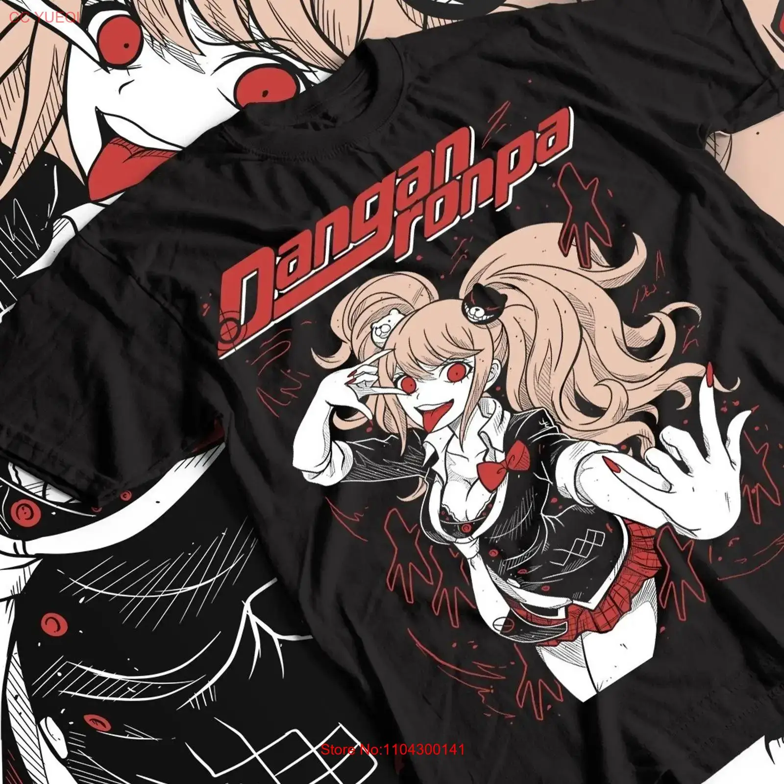 Mens Fashion Black Shirt - เสื้อยืดอนิเมะ Junko Enoshima Danganronpa ตลก สีดำ