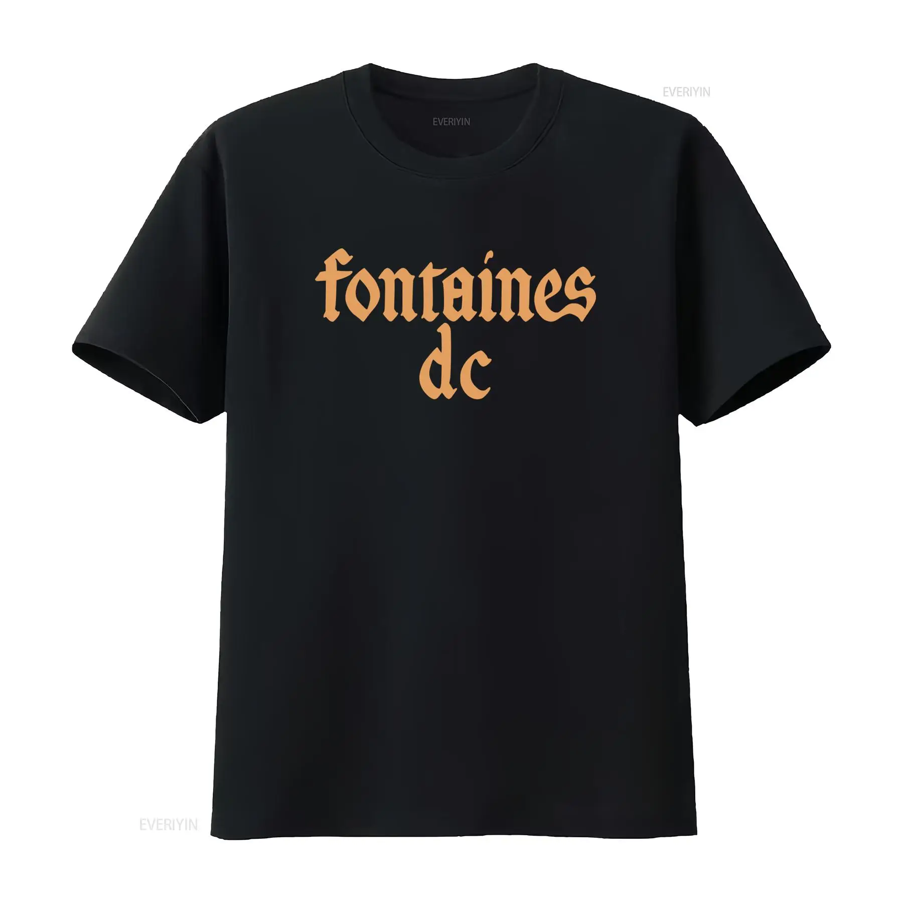 Mens Fashion Black Shirt - เสื้อยืดสีดำ Fontaines D C 'Gothic Logo'