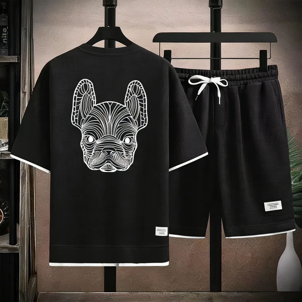 Mens Fashion Streetwear - ฤดูร้อนผู้ชายเสื้อยืดแขนสั้นลำลองแห้งเร็วและกางเกงขาสั้นชุดแฟชั่นสตรีทแฟชั่นวิ่งกีฬาชุด 2 ชิ้น