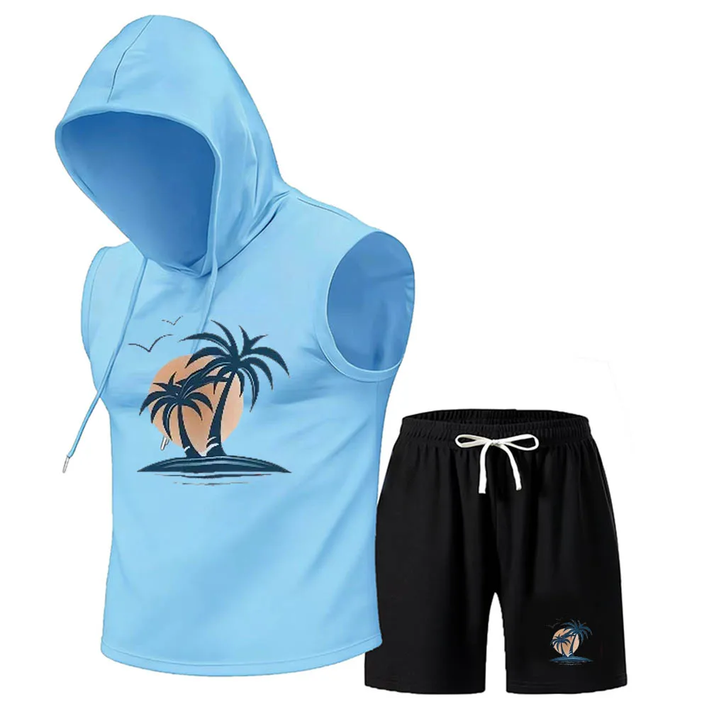 Men'S Fashion Outfits - ชุดเซ็ตผู้ชายแฟชั่นฤดูร้อน 2026 เสื้อยืดลำลอง กางเกงขาสั้นโพลีเอสเตอร์ ชุดกีฬาสองชิ้น ชุดบาสเก็ตบอล
