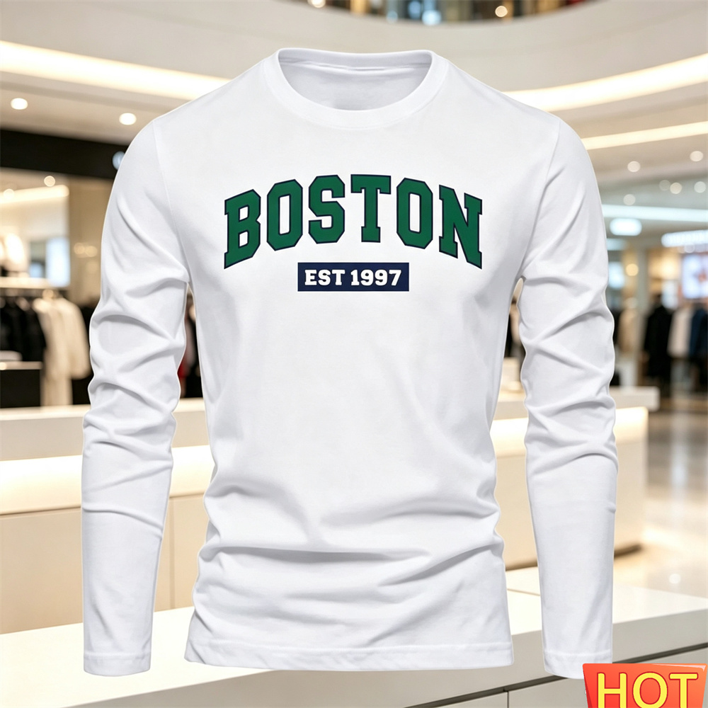 Men'S Fashion - เสื้อยืดแขนยาวผู้ชายลายตัวอักษร คอกลม เสื้อยืดอเนกประสงค์ แฟชั่นผู้ชายสไตล์ Y2K เสื้อทรงหลวม