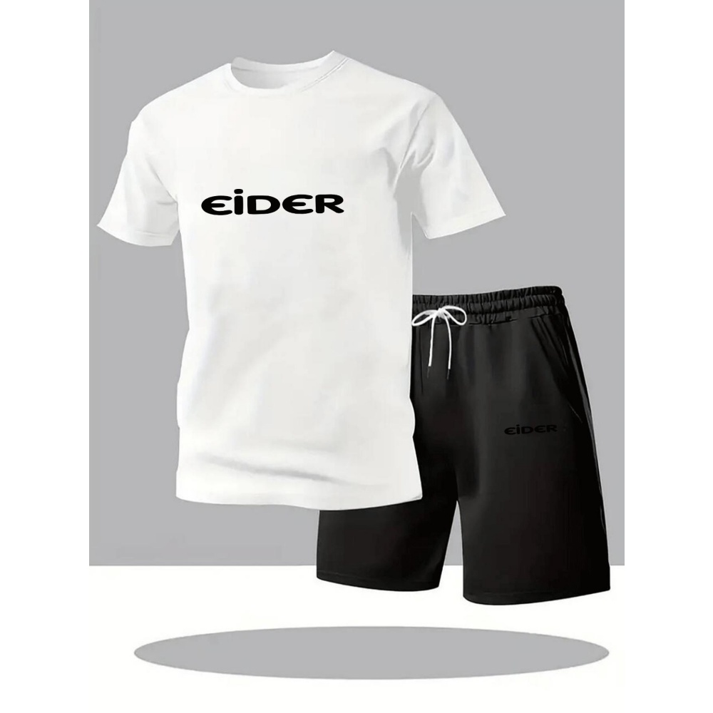 Mens Fashion Streetwear - เสื้อยืดพิมพ์ลายกีฬาระบายอากาศสำหรับผู้ชายฤดูร้อน เสื้อยืดแขนสั้นแฟชั่นลำลอง เสื้อผ้าสตรีทแวร์ฤดูร้อน ชุดสองชิ้น