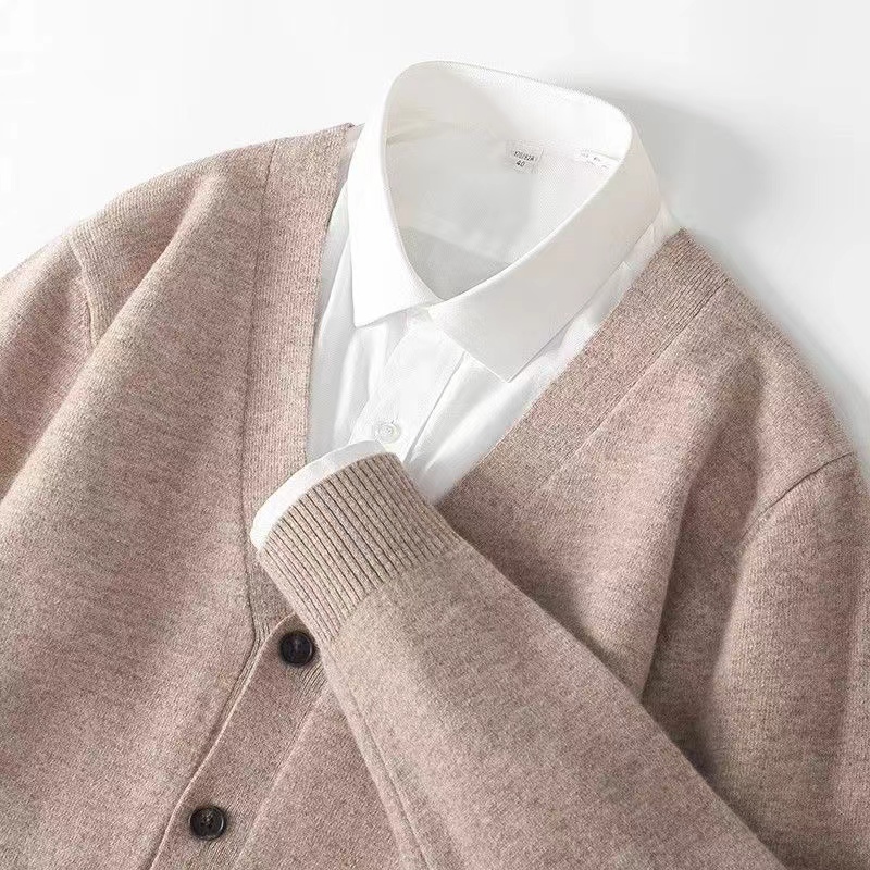 Men'S Fashion V Neck Sweater - เสื้อกันหนาวไหมพรมถักแบบบางคอวีสำหรับผู้ชายใหม่ฤดูใบไม้ร่วง/ฤดูหนาวถักให้ความอบอุ่นและทันสมัย