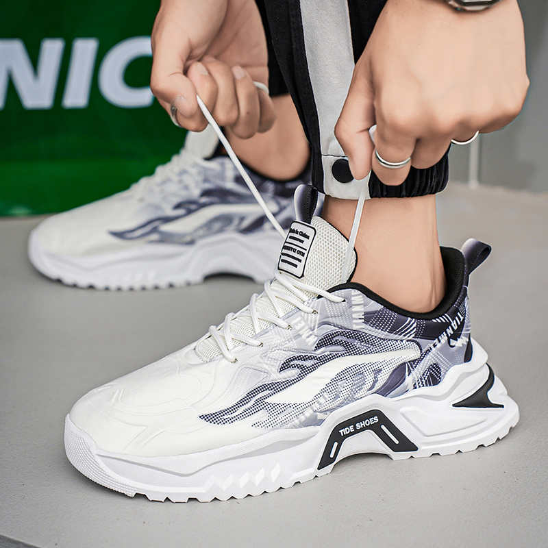 Men'S Fashion Deals - รองเท้าผู้ชายแบบหนาพื้นหนา ส้นหนา รองเท้าลำลองสำหรับผู้ชาย รองเท้าสีน้ำเงินสำหรับผู้ชาย รองเท้าผ้าใบ รองเท้ากีฬา