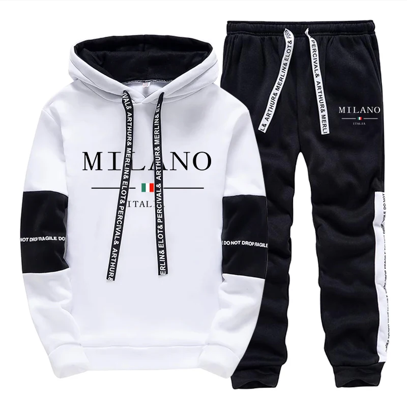 Men'S Fashion Outfits - ชุดเซ็ตผู้ชาย/เสื้อฮู้ด/กางเกงขายาว สไตล์อิตาลี เสื้อฮู้ดแฟชั่น ชุดกีฬา 2026 ฤดูใบไม้ร่วง