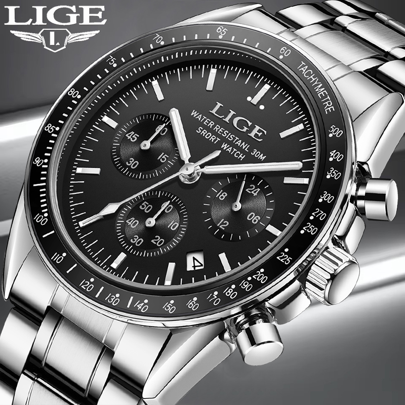 Mens Fashion Blog - LIGE แฟชั่นนาฬิกาข้อมือควอตซ์สำหรับผู้ชายกีฬากลางแจ้งกันน้ำโครโนกราฟ ลูมินัสนาฬิกาผู้ชายทหารนาฬิกาหน้าปัดใหญ่ผู้ชาย