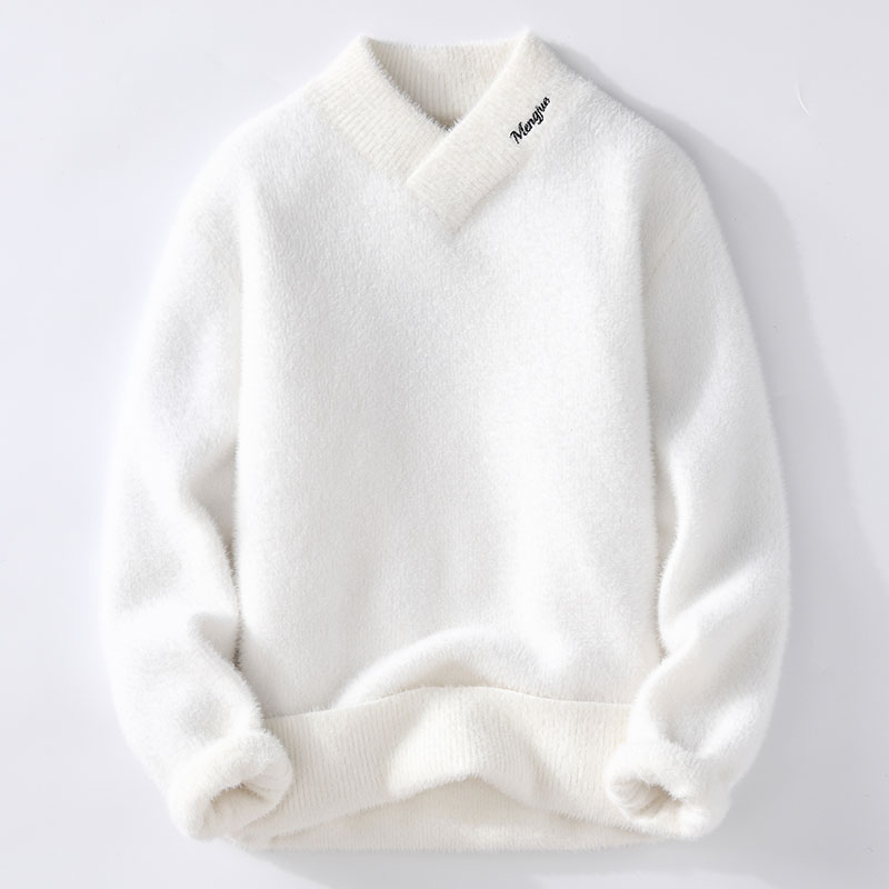 Men'S Fashion V Neck Sweater - เสื้อสเวตเตอร์ผู้ชายสำหรับฤดูหนาว สไตล์เกาหลี แฟชั่นผู้ชาย เสื้อสเวตเตอร์คอวีให้ความอบอุ่น เสื้อสเวตเตอร์ผู้ชายสำหรับฤดูใบไม้ร่วง เสื้อไหมพรมผู้ชาย