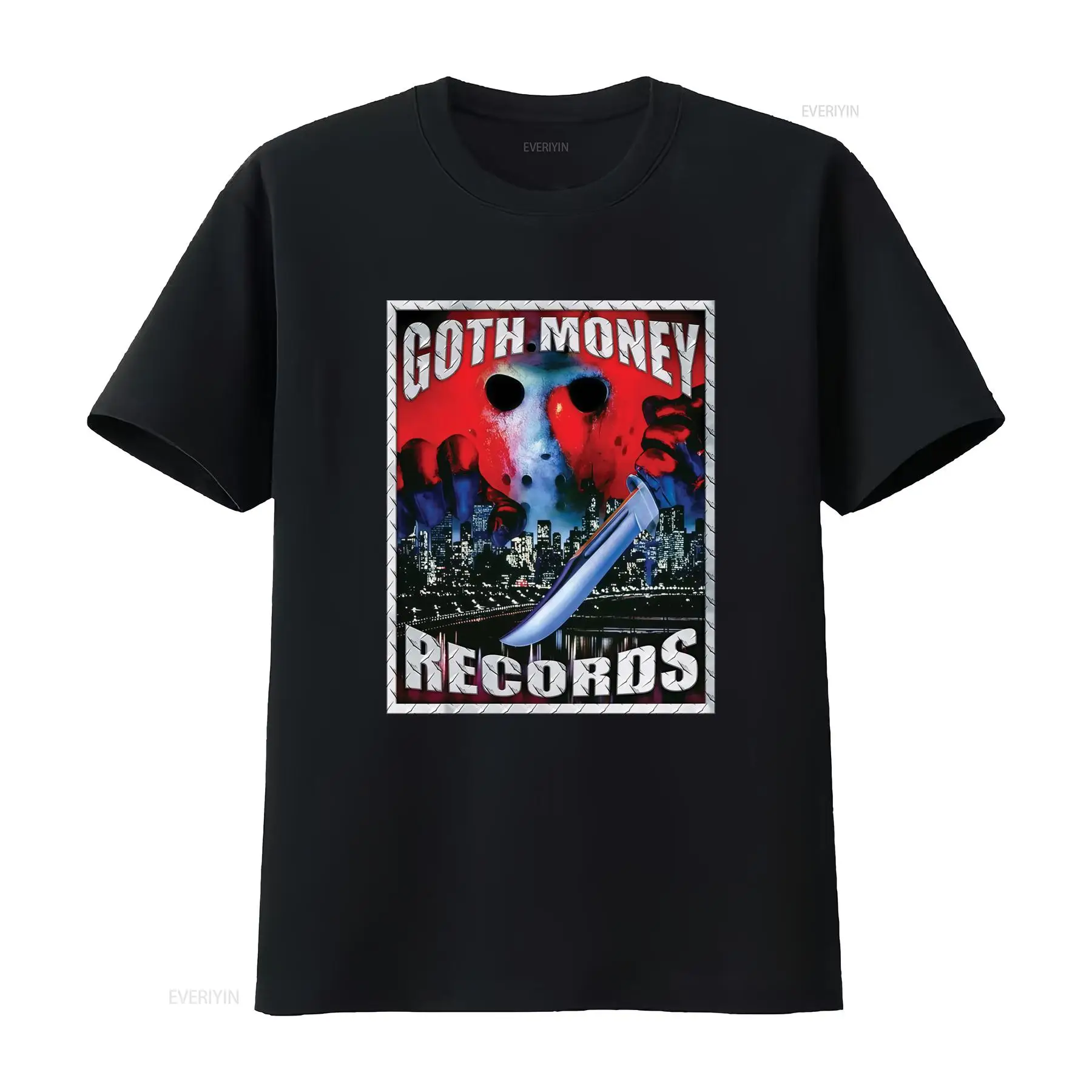 Mens Fashion Black Shirt - เสื้อยืด Goth Money Records Jason Logo