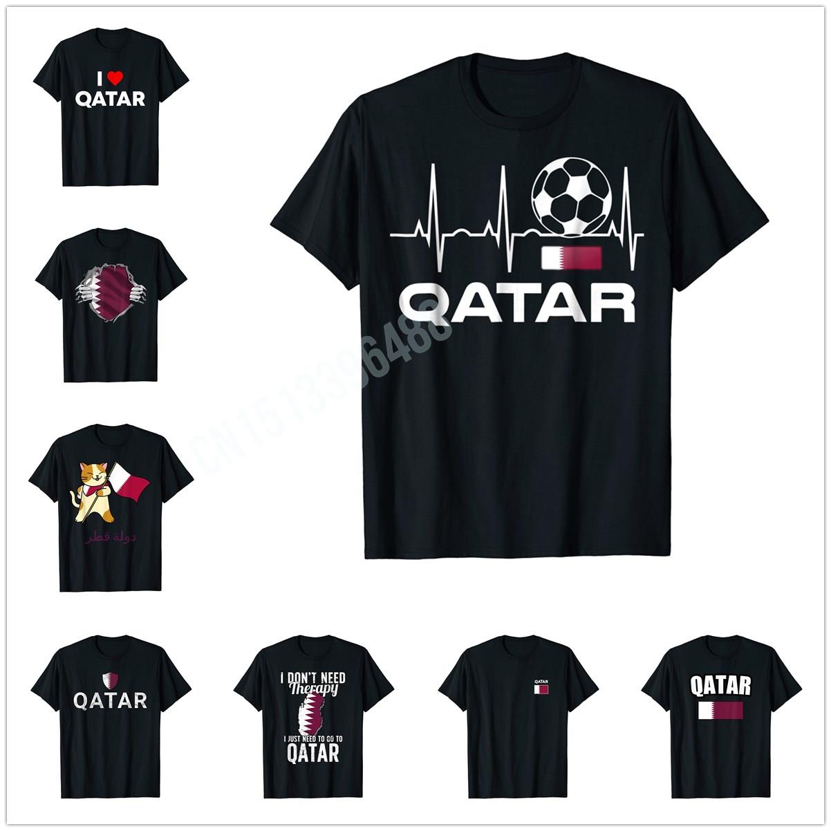 Men'S Fashion Qatar - ออกแบบเพิ่มเติมธงชาติกาตาร์ ความภาคภูมิใจในประเพณีกาตาร์ เสื้อยืดสำหรับผู้ชายผู้หญิง เสื้อยืดท็อปส์ ผ้าฝ้าย