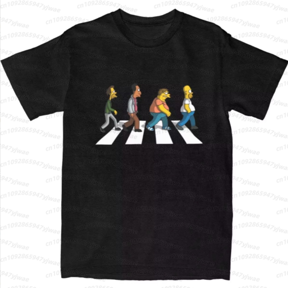 Mens Fashion Streetwear - เสื้อยืดแขนสั้นผู้ชายลายซิมป์สันส์ รุ่น 2026 ดีไซน์สวยงาม ลายกราฟิก สไตล์ลำลอง