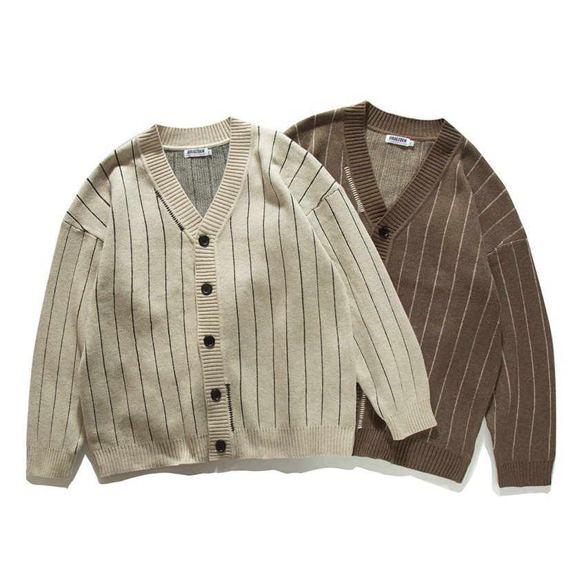 Men'S Fashion V Neck Sweater - ฤดูใบไม้ผลิฤดูใบไม้ร่วงลายเสื้อสเวตเตอร์ถักเสื้อกันหนาวผู้ชายแฟชั่นวินเทจหลวมสบายๆถักเสื้อกันหนาวเสื้อถักเสื้อ