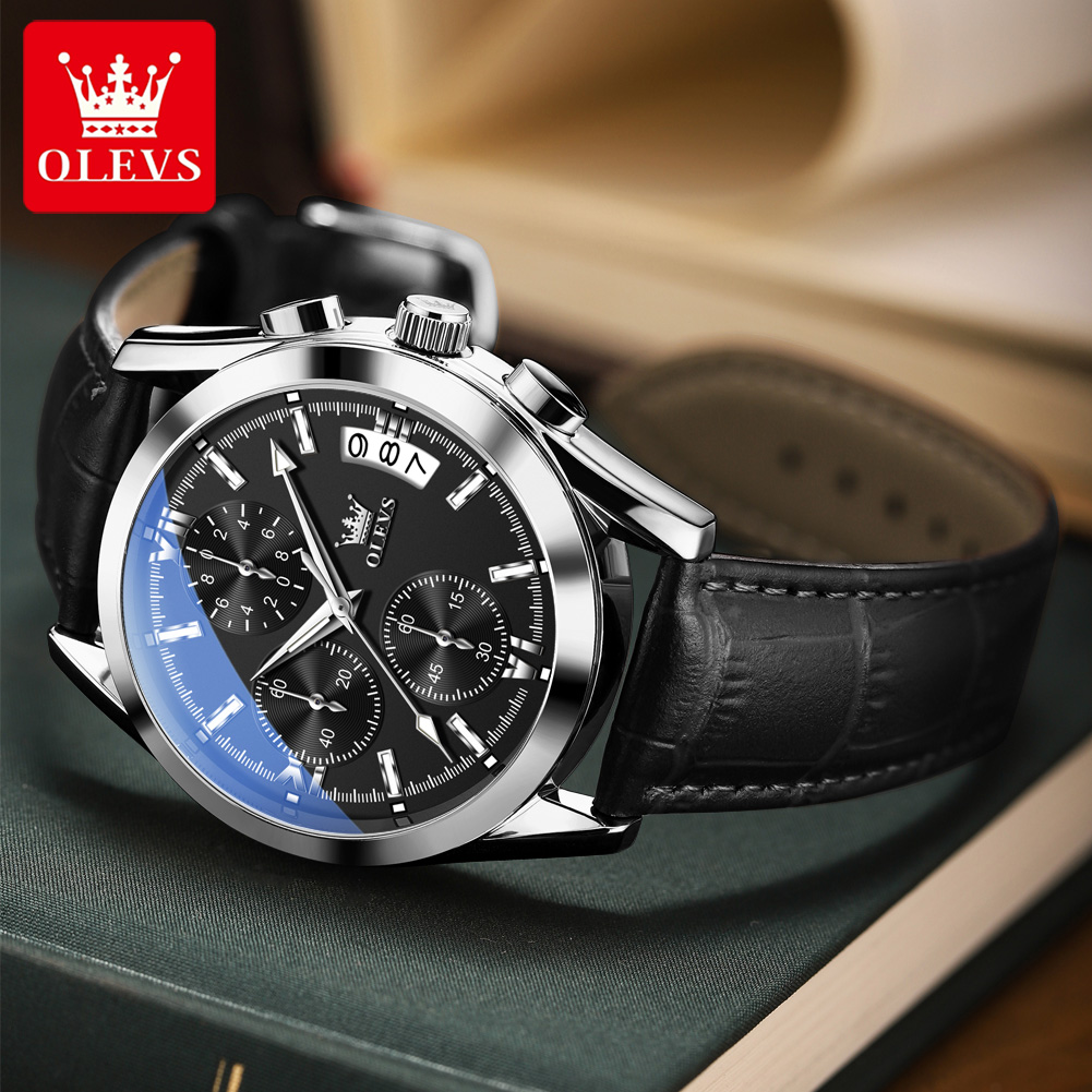 Mens Fashion Blog - นาฬิกา OLEVS แบรนด์ดังระดับท็อป นาฬิกาข้อมือผู้ชาย สายหนัง พร้อมปฏิทิน