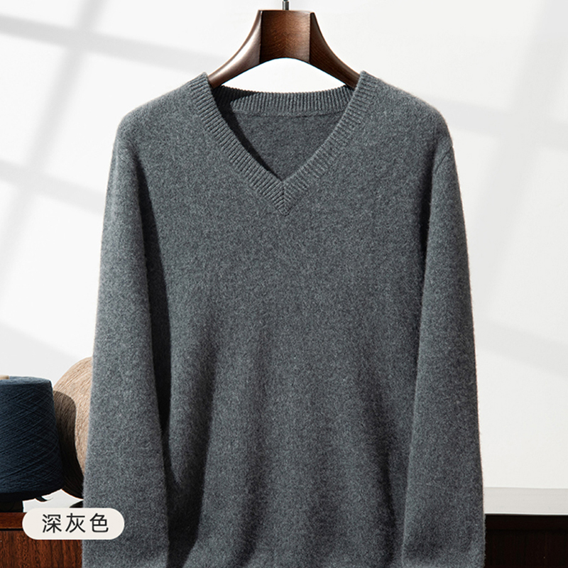 เสื้อสเวตเตอร์แคชเมียร์หนาพิเศ - Men'S Fashion V Neck Sweater บทวิจารณ์และราคา