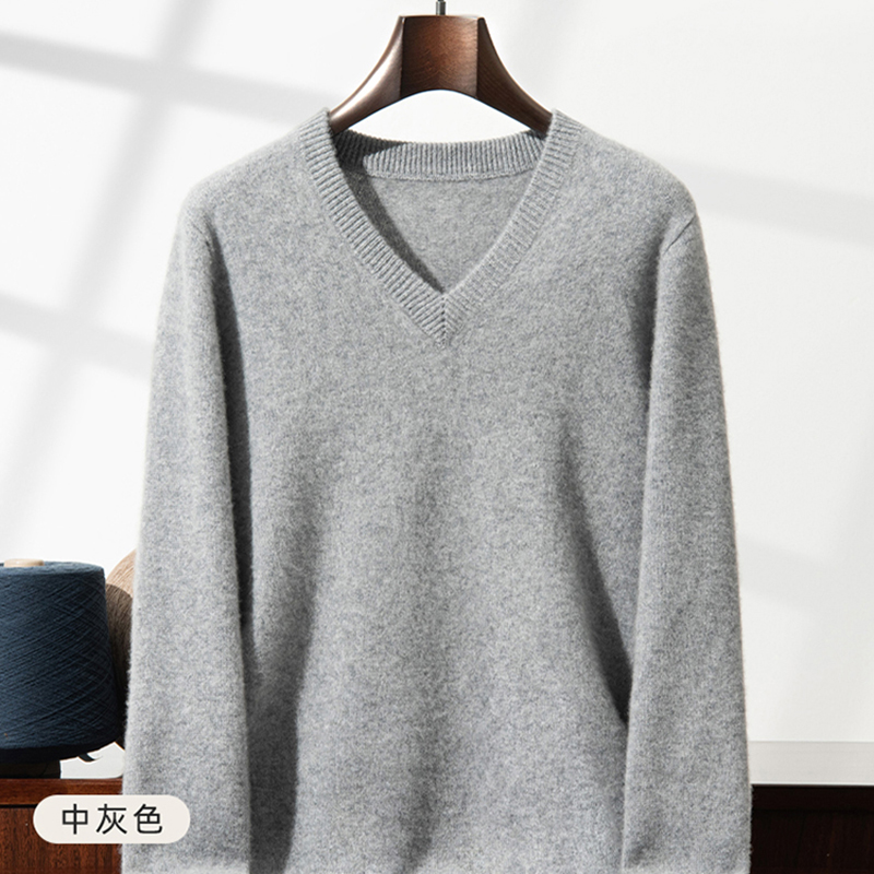 เสื้อสเวตเตอร์แคชเมียร์หนาพิเศ - Men'S Fashion V Neck Sweater บทวิจารณ์และราคา
