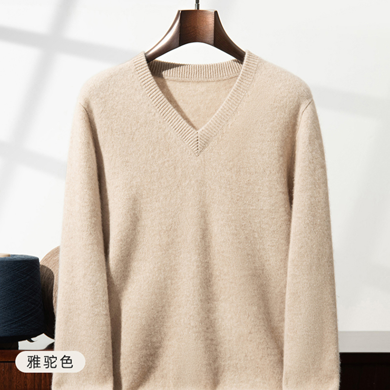 เสื้อสเวตเตอร์แคชเมียร์หนาพิเศ - Men'S Fashion V Neck Sweater บทวิจารณ์และราคา