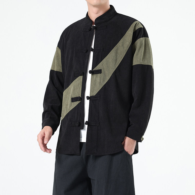 เสื้อเชิ้ตผู้ชายสไตล์จีนฤดูใบไ - Corduroy Jacket Men บทวิจารณ์และราคา