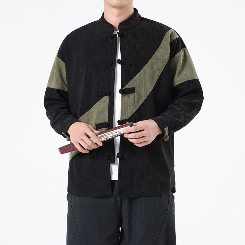 เสื้อเชิ้ตผู้ชายสไตล์จีนฤดูใบไ - Corduroy Jacket Men บทวิจารณ์และราคา