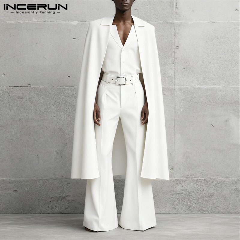 ชุดเซ็ตผู้ชาย INCERUN สีพื้น ป - Mens Fashion Streetwear บทวิจารณ์และราคา