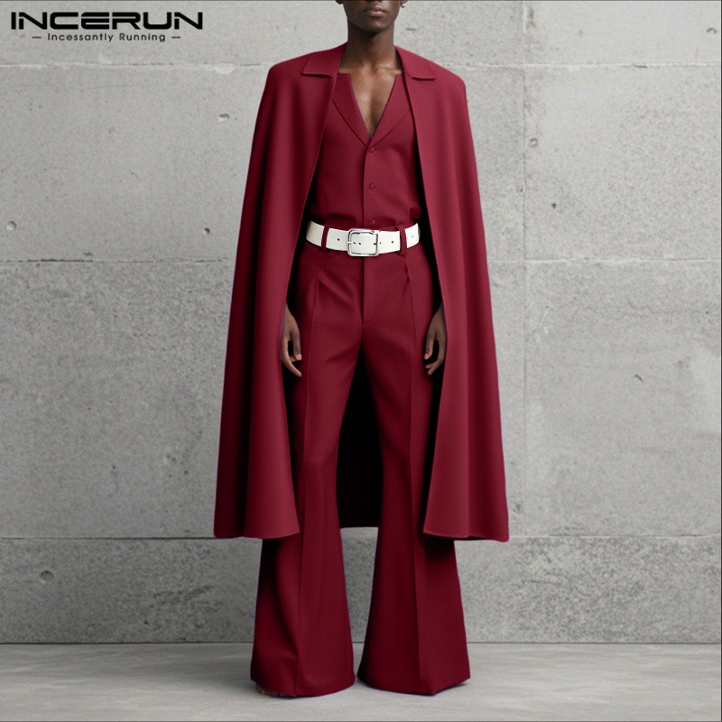 ชุดเซ็ตผู้ชาย INCERUN สีพื้น ป - Mens Fashion Streetwear บทวิจารณ์และราคา