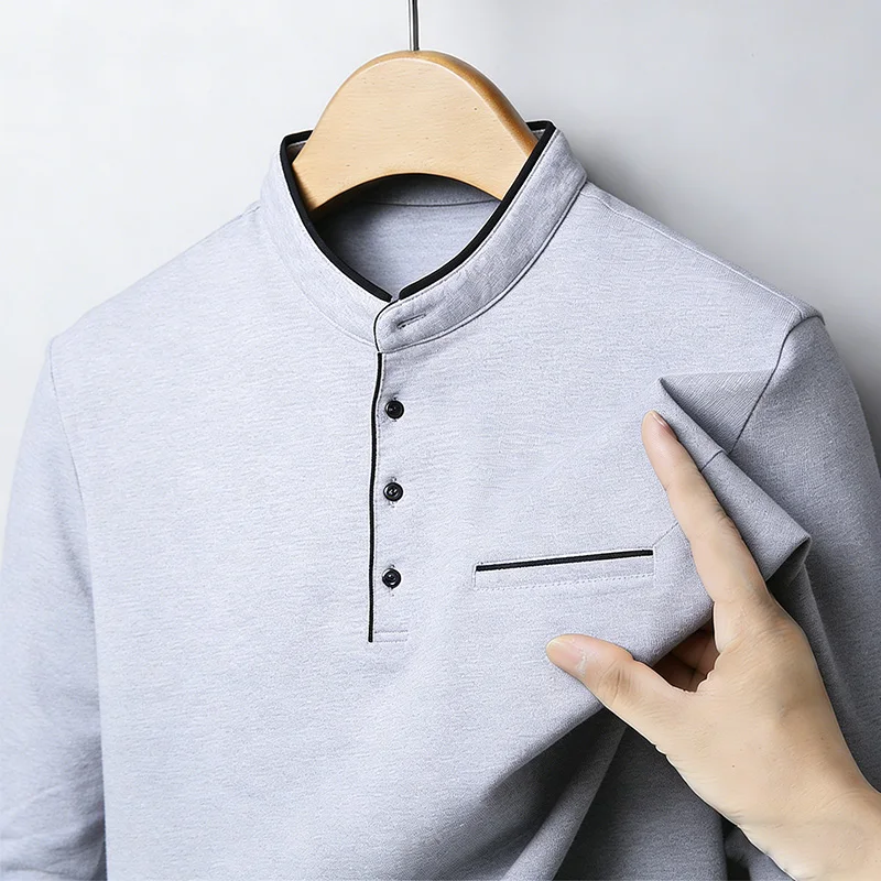 เสื้อเชิ้ตแขนยาวคอจีนทรงปกติสำ - Men'S Tops Fashion บทวิจารณ์และราคา