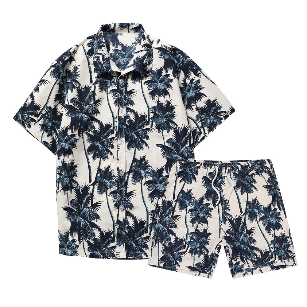 เสื้อเชิ้ตลายต้นมะพร้าวฮาวายแบ - Mens Fashion Streetwear บทวิจารณ์และราคา