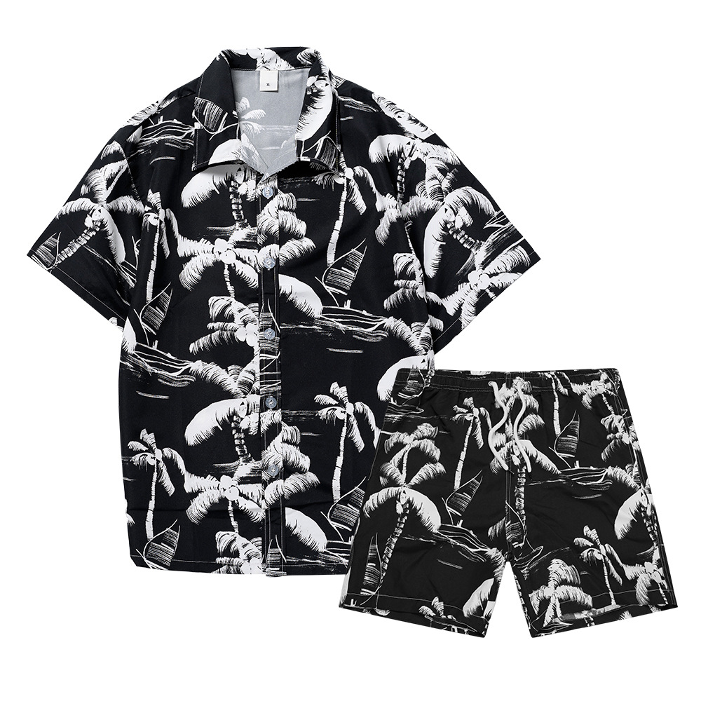 เสื้อเชิ้ตลายต้นมะพร้าวฮาวายแบ - Mens Fashion Streetwear บทวิจารณ์และราคา