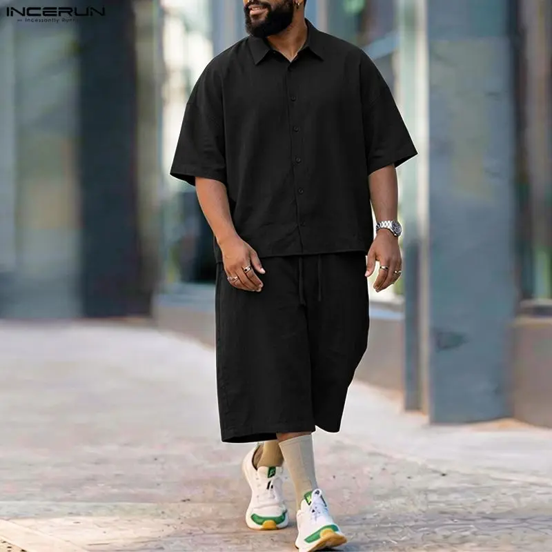 INCERUN ชุดเซ็ตผู้ชาย เสื้อเชิ - Mens Fashion Streetwear บทวิจารณ์และราคา