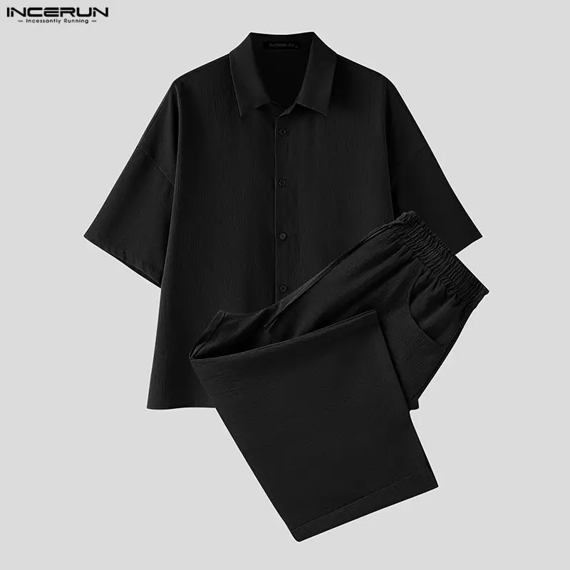 INCERUN ชุดเซ็ตผู้ชาย เสื้อเชิ - Mens Fashion Streetwear บทวิจารณ์และราคา