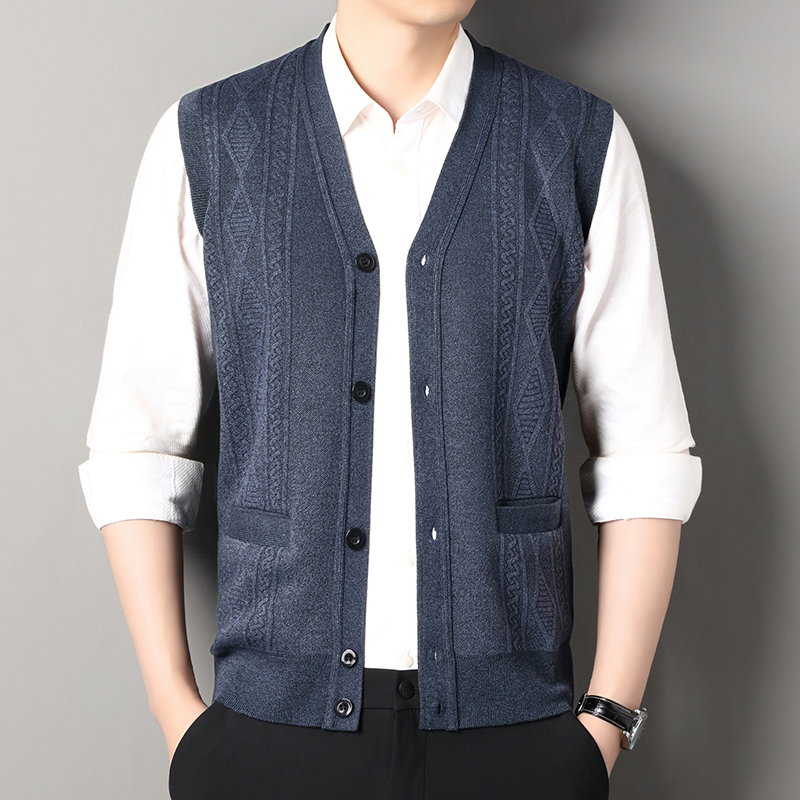 เสื้อกั๊กคาร์ดิแกนคอวีมีกระดุม - Men'S Fashion V Neck Sweater บทวิจารณ์และราคา