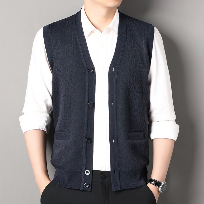 เสื้อกั๊กคาร์ดิแกนคอวีมีกระดุม - Men'S Fashion V Neck Sweater บทวิจารณ์และราคา