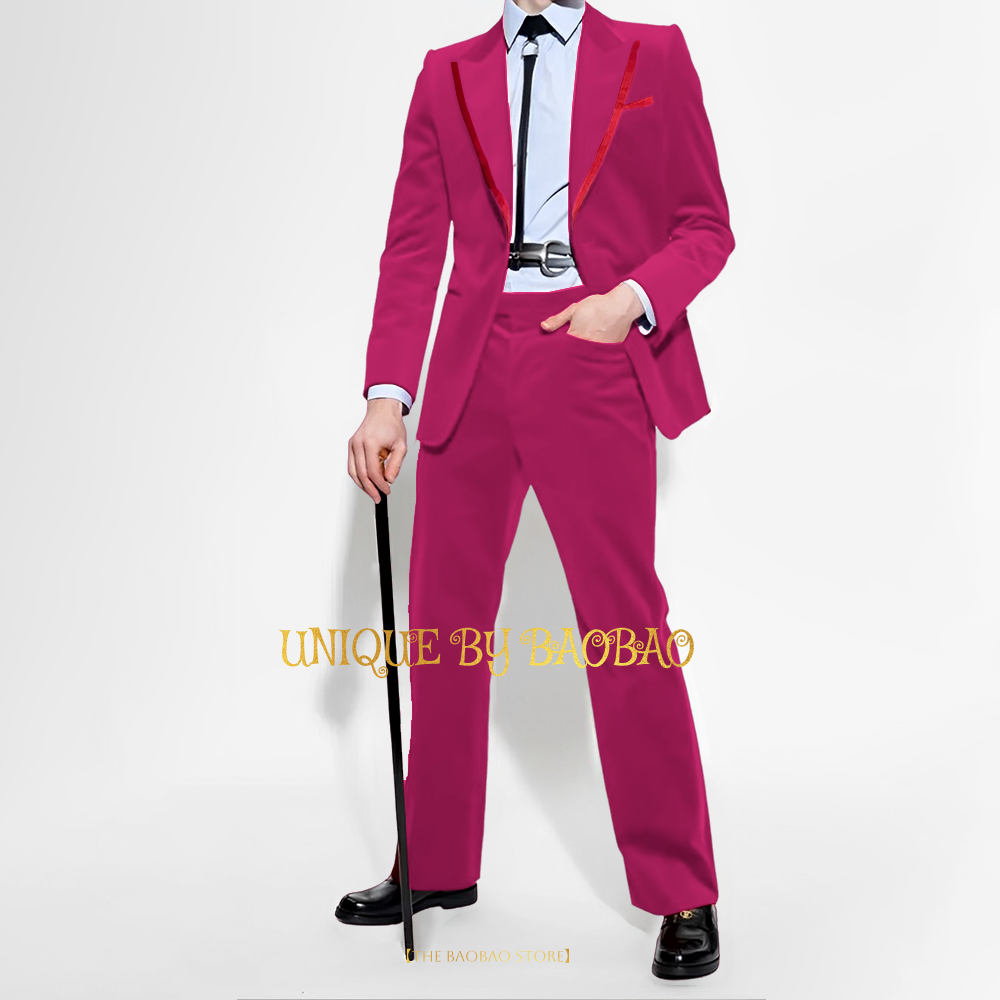 ชุดสูท2ชิ้นผ้ากำมะหยี่สีแดงสำห - Men'S Fashion Xmas Party บทวิจารณ์และราคา