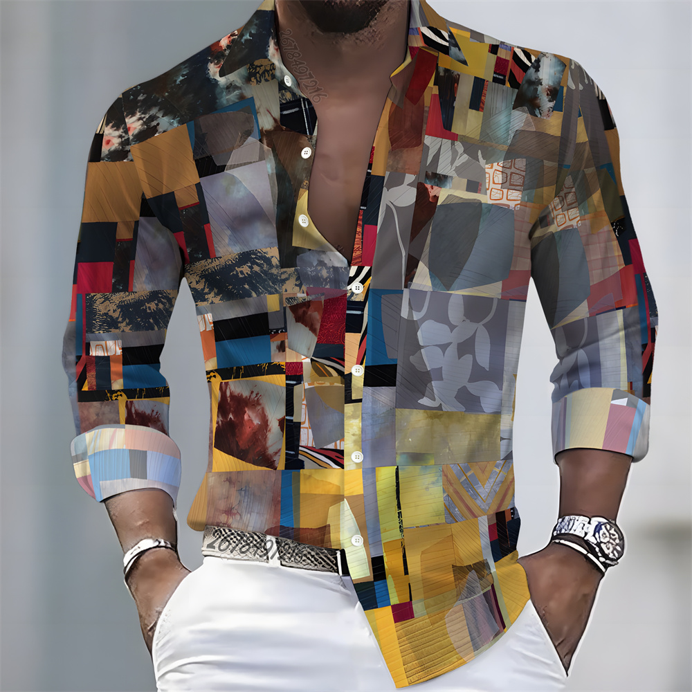 เสื้อเชิ้ตแขนยาวพิมพ์ลายบล็อกส - Men'S Fashion Outfits บทวิจารณ์และราคา