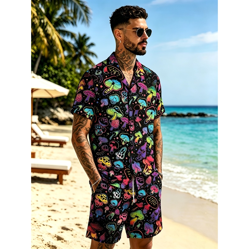 แฟชั่นบุรุษ ชุดสูทพิมพ์ลายเห็ด - Mens Fashion Streetwear บทวิจารณ์และราคา