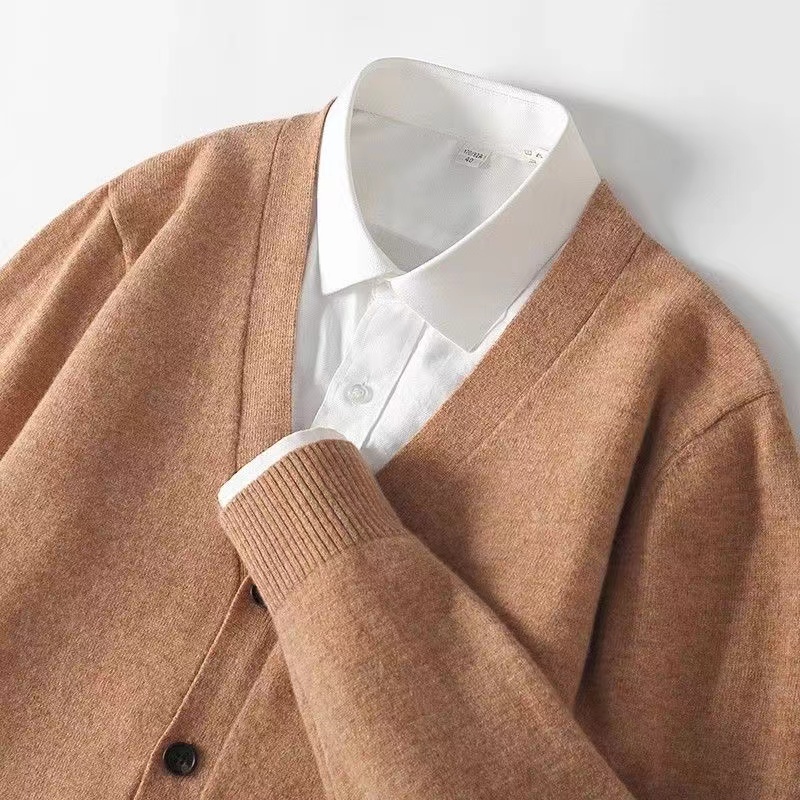 เสื้อกันหนาวไหมพรมถักแบบบางคอว - Men'S Fashion V Neck Sweater บทวิจารณ์และราคา