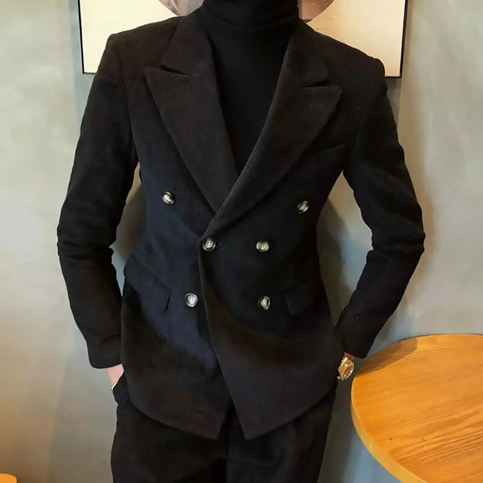 Corduroy Casual Peaked Lapel ช - Corduroy Jacket Men บทวิจารณ์และราคา