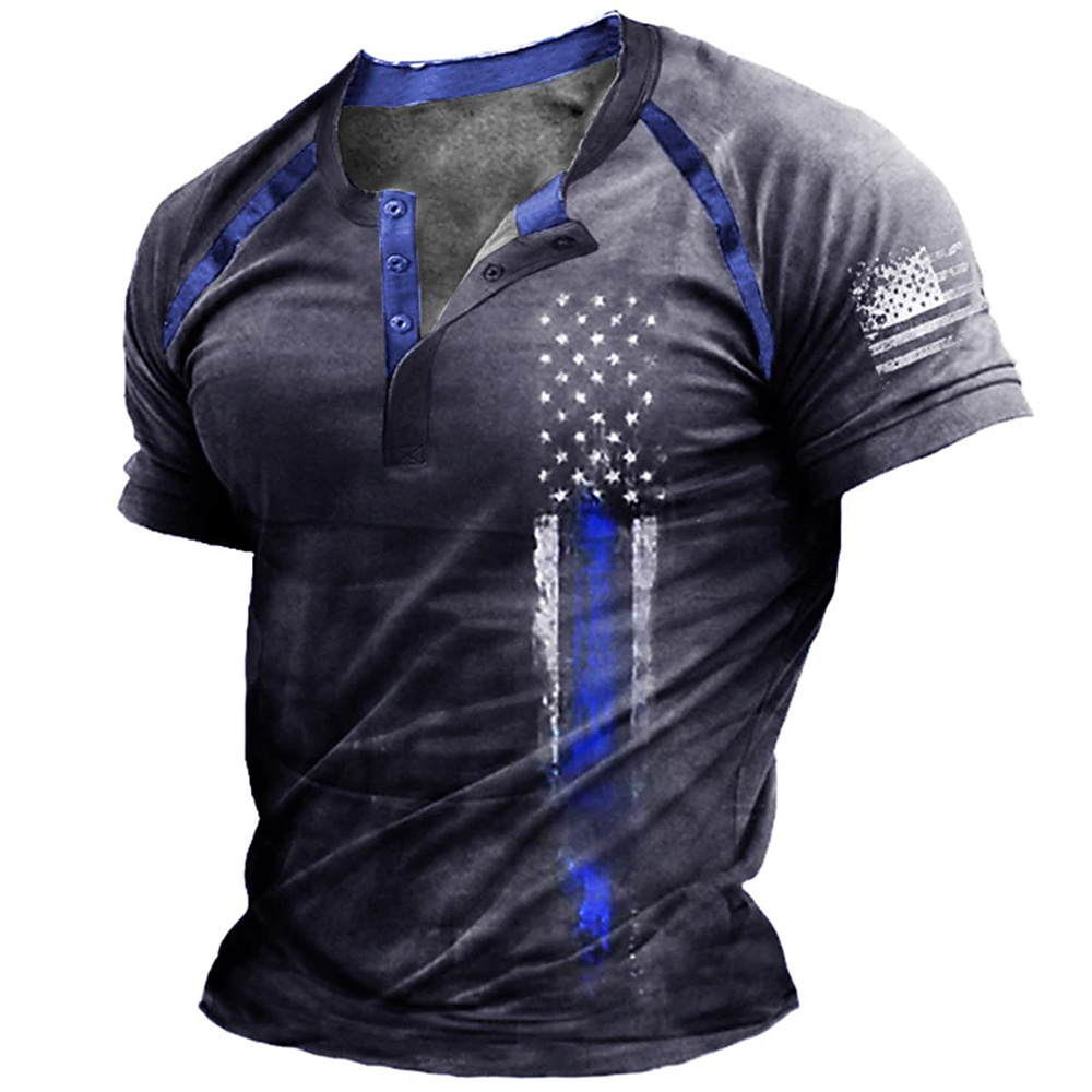 เสื้อเชิ้ตเฮนรี่พิมพ์ลายธงชาติ - Men'S Fashion Outfits บทวิจารณ์และราคา
