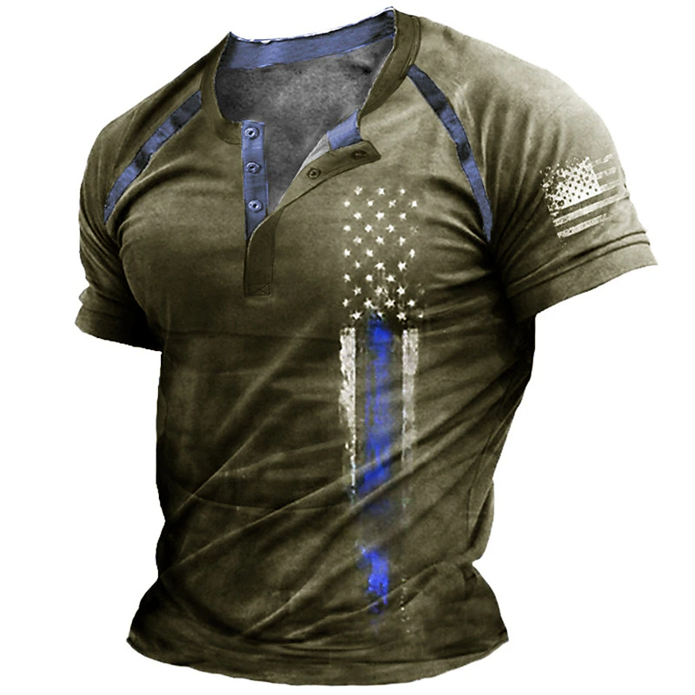 เสื้อเชิ้ตเฮนรี่พิมพ์ลายธงชาติ - Men'S Fashion Outfits บทวิจารณ์และราคา
