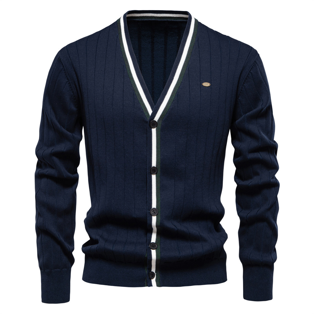 เสื้อคาร์ดิแกนถักไหมพรมแขนยาวค - Men'S Fashion V Neck Sweater บทวิจารณ์และราคา