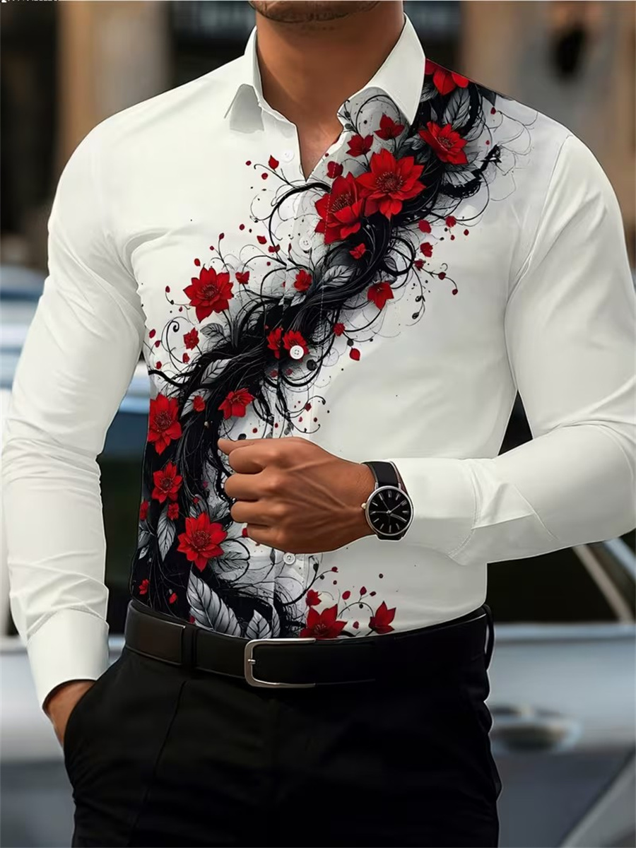 เสื้อเชิ้ตแขนยาวพิมพ์ลายดอกกุห - Men'S Fashion บทวิจารณ์และราคา