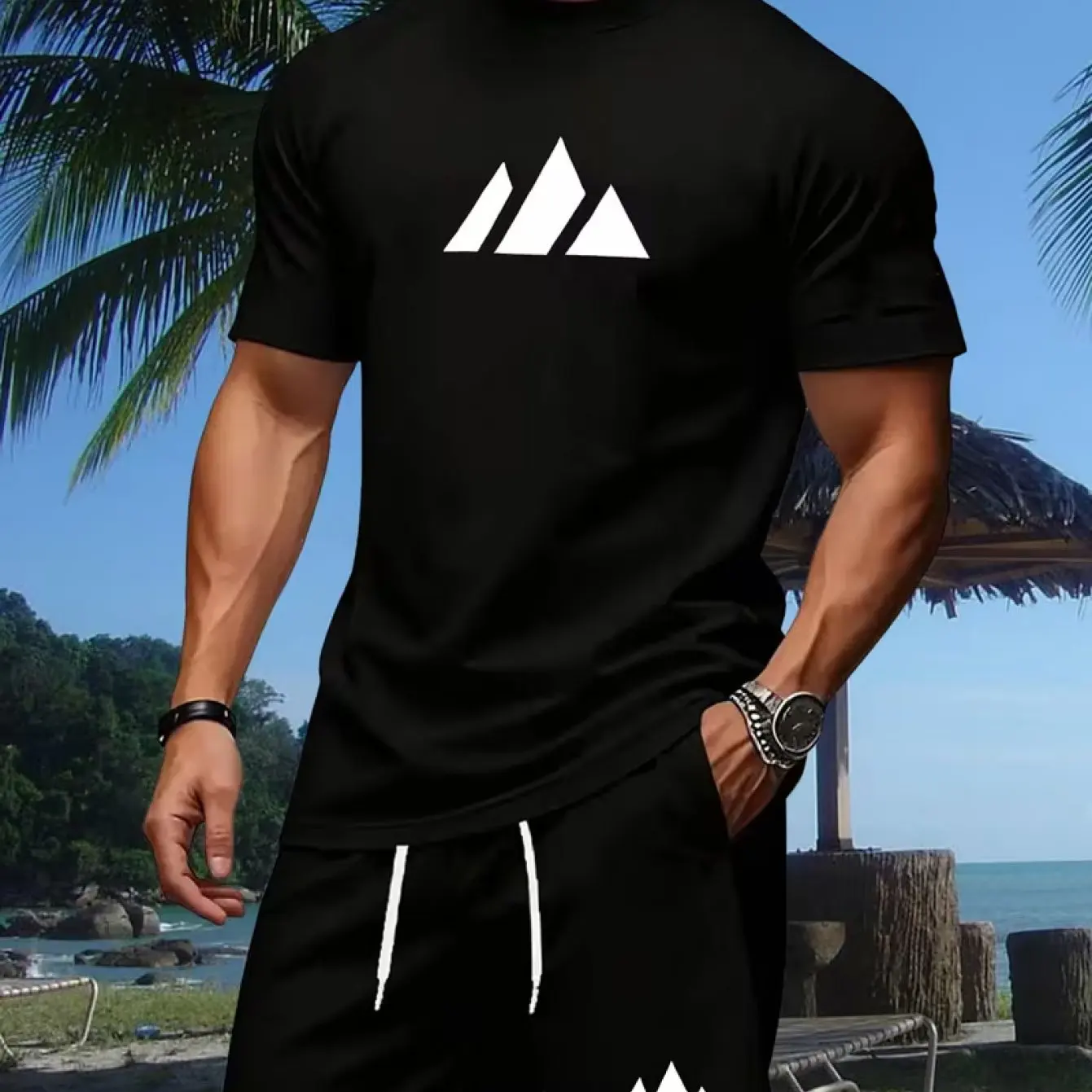 เสื้อยืดพิมพ์ลายแฟชั่นลำลอง เส - Mens Fashion Streetwear บทวิจารณ์และราคา