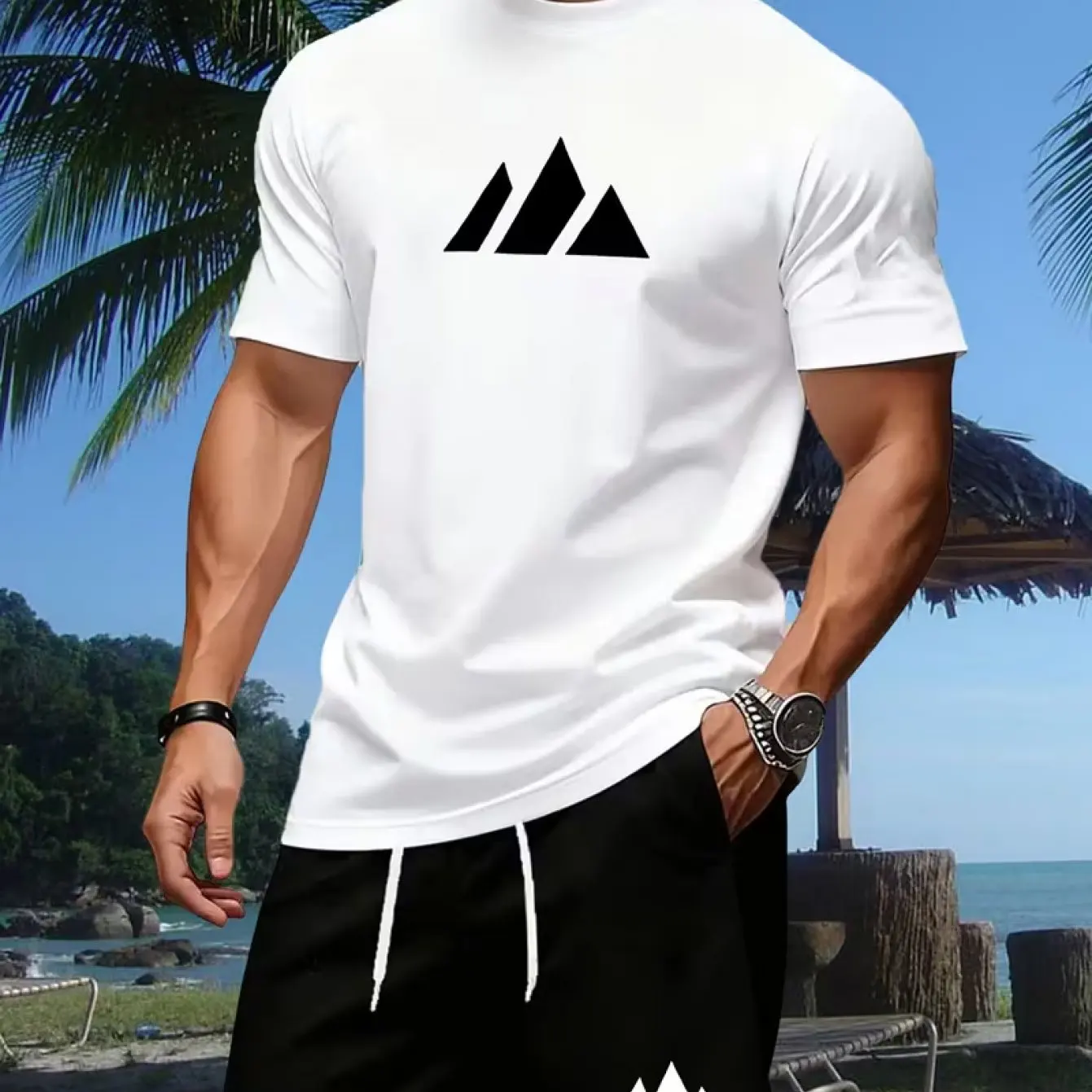 เสื้อยืดพิมพ์ลายแฟชั่นลำลอง เส - Mens Fashion Streetwear บทวิจารณ์และราคา